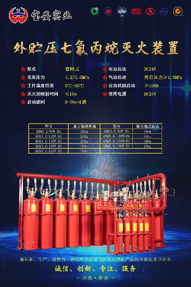 外貯壓七氟丙烷氣體滅火系統